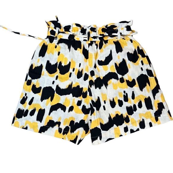 Who What Wear Linen Paperbag Shorts Yellow Animal Print sz XS NWOT - Picture 10 of 13